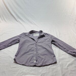 Frank & Eileen Barry Striped Button Down Center Back Seam Italian Cotton size L